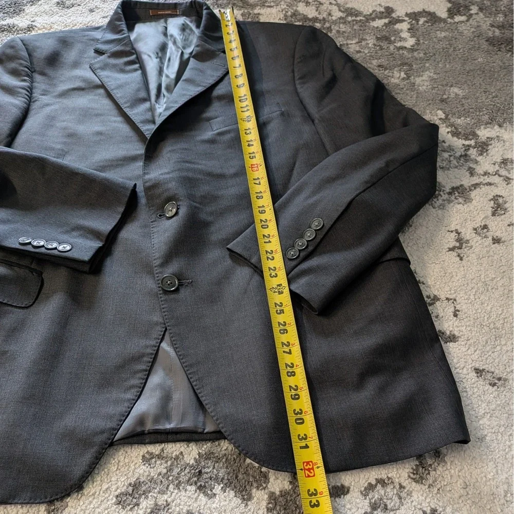 Peter Millar Mens Charcoal Gray 2 Button Double Vent Blazer Jacket 46R - Picture 7 of 12
